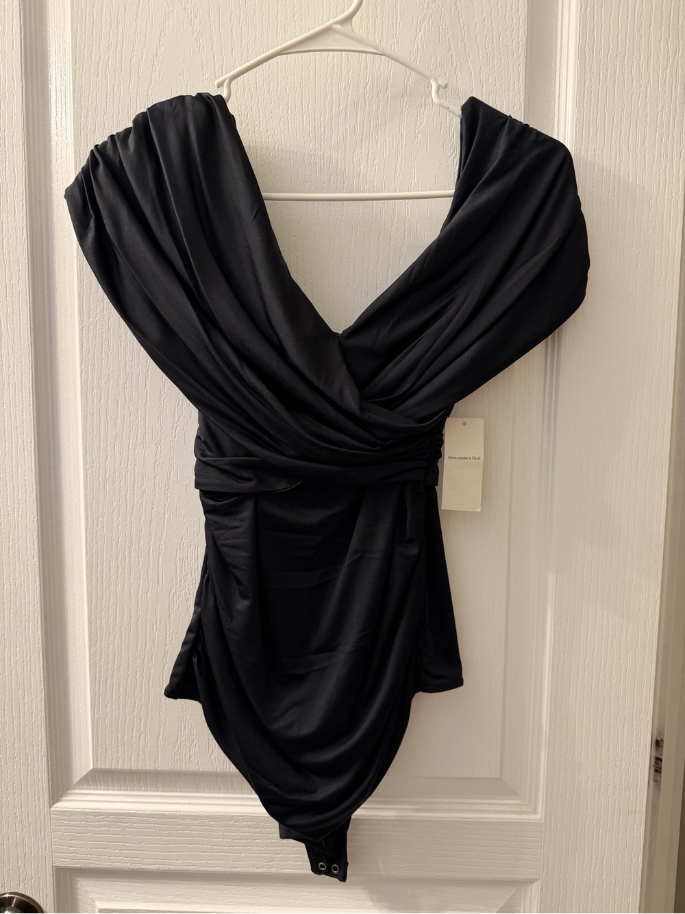 Abercrombie & Fitch Black Draped V-Neck Bodysuit